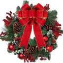 Utehilly 3pcs Large Christmas Bows Velvet Red Bows Holiday Red Christmas Bows Decorations for Wreath Velvet Bows Decor for Christmas Tree Topper, Front Door, Outdoor(14 * 12 inch)