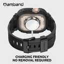 amBand Bands Case Screen Protector Compatible with Apple Watch Ultra 3/2/1 49mm for Men, M1 Sport Series Rugged Cover Strap and 9H Tempered Glass, Military Protective Bumper for iWatch 49 mm Men Black