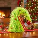 Syhood 1.5 ft Tabletop Bendable Mini Christmas Tree with Lights Whimsical Lime Green Xmas Tree with Balls Xmas Bent Top Table Centerpiece with Ornaments and Bag for Christmas Party Home Table Decor