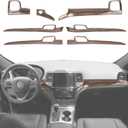 Center Console Dashboard Panel Trim Kit & Interior Door Handle Cover Kits Compatible with Jeep Grand Cherokee 2011-2020, Wood Grain