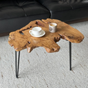 DONZIKLE Live Edge Coffee Table, Natural Fir Wood Coffee Table for Living Room, About 22" W x 13" D x 17" H Unique Handcrafted Raw Wood Table with Sturdy Metal Hairpin Legs