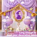 Princess Theme Table Runner Braided Tablerunner Purple and Gold Satin Decor 79 Inch Table Decorations for Wedding Birthday Party Baby Shower Anniversary Party Supplies
