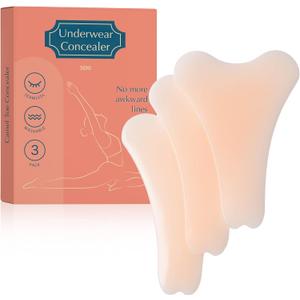 2 x Invisible Silicone Pads for Women  Reusable Seamless Inserts | Smooth Front Guard for Leggings, Swimwear & Activewear (3 Pack) Beige