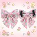 Pink Bow & Floral Dog Collar, Spring Summer Soft Cotton Dog Collar with Premium Quick Release, Adjustable and Comfortable Pet Collar for Small, Medium, and Large Dogs