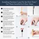 Airy Abode Premium Ash Wood Furniture Legs with Gold Caps (Full Install Kit), 10 Inches