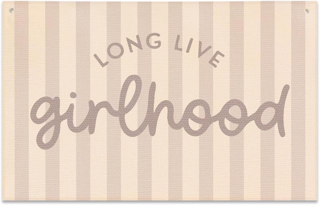 Long Live Girlhood Banner, Playroom Banner, Canvas Wall Hanging Flag Decor for Nursery Playroom Toddler Room, Girl Kids Room Decor Pink Long Live Girlhood Banner, Playroom Banner, Canvas Wall Hanging Flag Decor for Nursery Playroom Toddler Room, Girl Kids Room Decor Pink