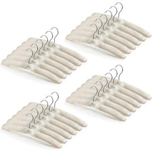 Jetec 24 Pieces Satin Padded Hangers with 360 Swiveling Hook Sponge Shoulder Pads Hanger for Coat, Sweaters, Blouse, Wedding Dress, Women Cloths (Beige)