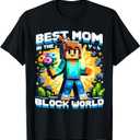 Best Mom in the Block World Pixel Gaming Mother Day Design T-Shirt, No Size