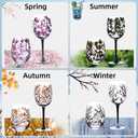 LYFJMUS Pack of 4 Four Seasons Tree Wine Glasses Hand Painted Wine Glass with Stemmed Fall Leaves Flower Seasons Colored Wine Glasses for Home Office Decor Ornament Gifts