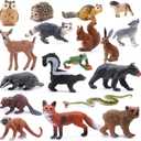 SIENON 18Pcs Forest Animals Figures Toys, Baby Woodland Animals Figurines, Miniature Animals Toys with Owl, Hedgehog, Fox, Squirrels, Bears, Monkey for Woodland Theme Cake Toppers Cupcake Toppers