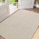 Color&Geometry Extremely White Beige Ultra Thin Indoor Door Mat 48"x72", Machine Washable Front Door Mat Non Slip, Low Profile Entrance Mat Indoor, Absorbent Carpet for Inside, Entry, Entryway (FOLD)
