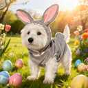Pet Costume for Small Dogs Cats,Halloween Hoodies Winter Puppy Coat Outfits Funny Pajamas Clothes for Christmas Party,Grey Bunny L