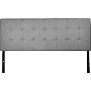 Amazon Basics Faux Linen Upholstered Tufted Headboard with Adjustable Height, King, Gray