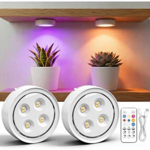 2 Pack Rechargeable Grow Light for Indoor Plants, Cordless Magnetic Plant Lights for Indoor Growing, Full Spectrum LED Lighting with Timer & Remote, Stepless Dimming for Plant Shelf