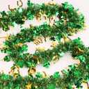 50FT St Patricks Day Decorations Garland Gold Horseshoe Green Hat Shamrock Tinsel Garland, Shiny Metallic Hanging Shamrock Decor Saint Patricks Day Decor for Home Indoor Outdoor Irish Party Supplies