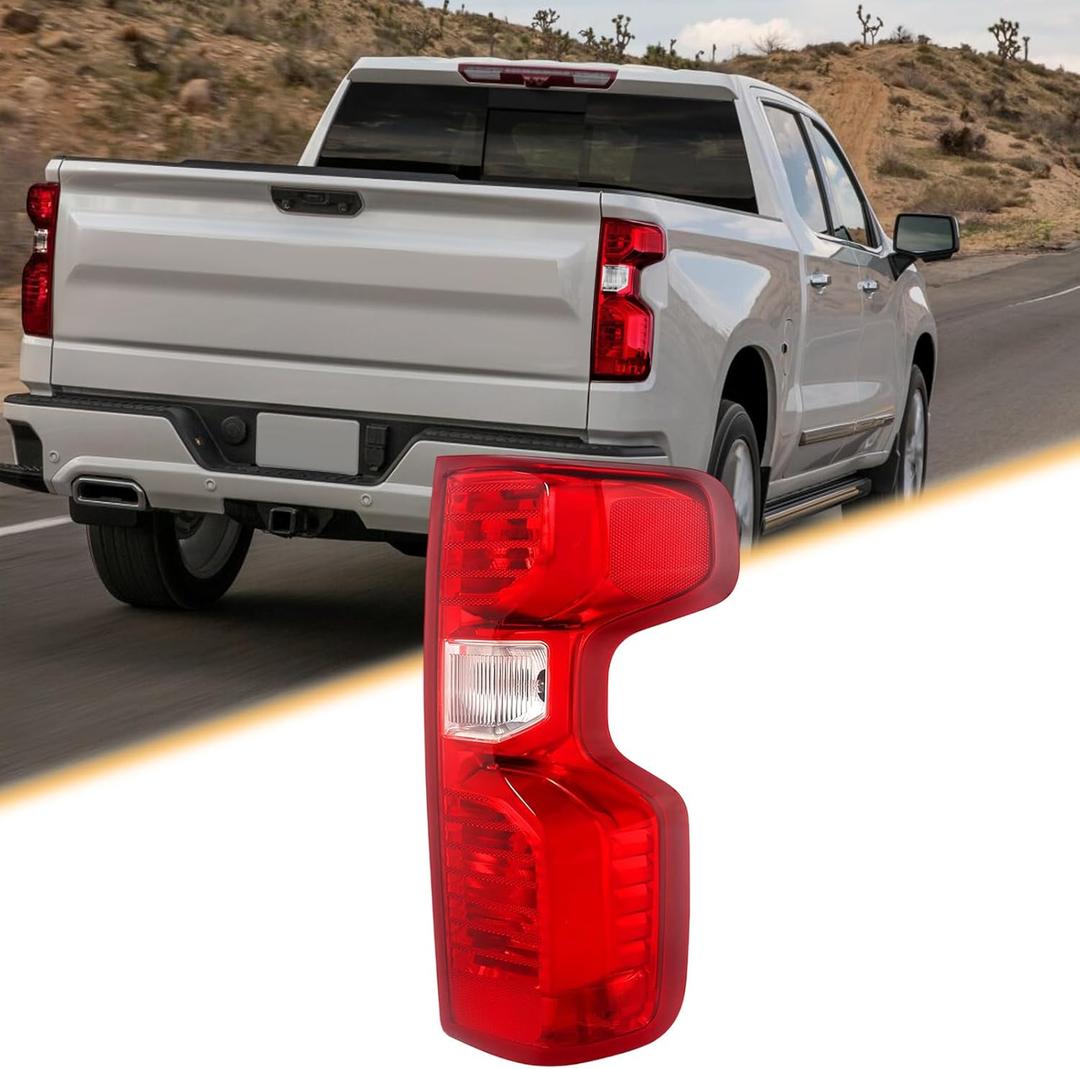 Taillight Assembly Compatible with 2019-2023 Chevy Silverado 1500 2500HD 3500HD Halogen Type Passenger Tail Light Brake Signal Rear Lamp with Bulb (NON-LED Model) (Right Passenger Side)