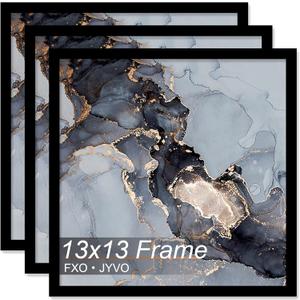 Fxojyvo 13x13 Frame Set of 3, Black Picture Frame for 13 x 13 Square Picture Poster Photo, Light Weight and High Transparent 13 by 13 Frame for Wall - 3 Pack/Black/13 x13