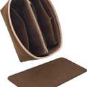 Purse Organizer & Base Shaper fit Speedy 30 & Neverfull MM, Felt Bag Organizer Insert for Handbags with Metal Zipper [Bag in Bag] (Large, Brown)