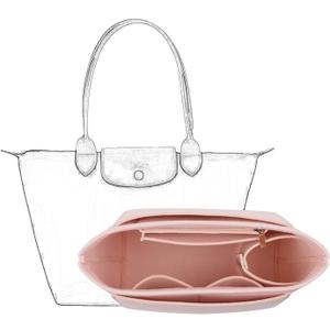 D.DUO Bag Insert Organizer, purse accessories, Suitable For Longchamp long handle tote organizer (Pink, Llong handle)