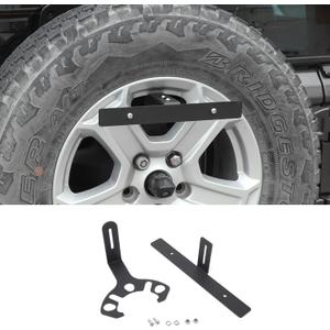Hoolcar Spare Tire License Plate Relocation Bracket Holder Compatible with 1997-2023 Jeep Wrangler TJ JK JKU JL JLU & 2021-2023 Ford Bronco, Black
