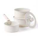 CAROTE 6pcs Nonstick Sauce Pan Sets with Lid 3 Sizes1.5QT, 2QT & 3QT, Non Stick Cooking Pot with Detachable Handle, Kitchen Sauce Pots Induction Pot, PFOA FREE, Dishwasher Safe, Cream White 