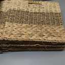 13x13x13 Storage Cube Bins Wicker Storage Basket for Cube Shelf, Natural Foldable Square Baskets for Storage, Large Woven Cube Storage Bin with Handle, Baskets for Pantry, Bedroom Set of 4