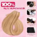 Halo Hair Extensions Real Human Hair, MY-LADY Adjustable Halo Extensions Real Human Hair, 16 inch Golden Brown mix Bleach Blonde Women's Long Straight Hair Invisible Wire Hair Extensions