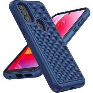 BNIUT for Motorola Moto G Power 2022 Case: Moto G Play 2023 case & Moto G Pure 2021 case - Dual Layer Protective Heavy Duty Phone Cover Shockproof Rugged with Non Slip Textured Tough (Navy Blue)