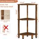 YUFAM 3-Tier Corner Shelf with Sturdy 5-Leg Base, Wooden Corner Bookshelf for Small Spaces, Small Corner Table for Living Room, Bedroom, Office, Brown