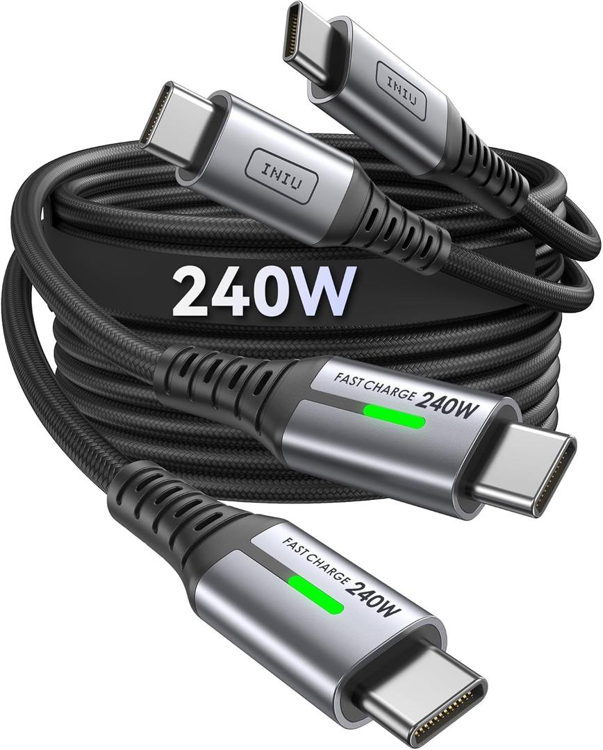 INIU USB C Cable 3ft, 2-Pack 240W Fast Charging Cord Type C, Braided USBC to USB-C Charger Cable for iPhone 17 16 15 Pro Max Samsung S25 S24 Ultra MacBook iPad Air Steam Deck Switch etc. INIU USB C Cable 3ft, 2-Pack 240W Fast Charging Cord Type C, Braided USBC to USB-C Charger Cable for iPhone 17 16 15 Pro Max Samsung S25 S24 Ultra MacBook iPad Air Steam Deck Switch etc.