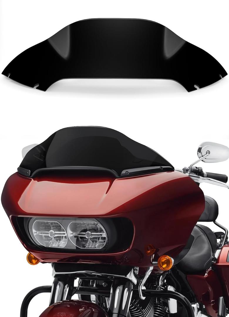 8" Wave Windshield Windscreen Wind Splitter Compatible with Harley Davidson Touring Road Glide 2015-2024,Road Glide 3 RG3 2023-up (Black)