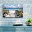 Bathroom beach picture wall art, blue ocean painting decorate bedroom, relax sea view artwork, 16"L x 24"W