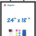 Magnetic Dry Erase Board for Doors, 24x18 Inch Whiteboard with Adjustable Long Arm Hook Mount - Easy to Install, Portable Hanging White Board for Home, Dorm Room, Office Cubicle & Small Spaces(Black)