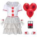 Cabeny Kids Clown Costume Dress for Girls Halloween Costume Creepy Dress for Horror Movie Cosplay CA012XS No Size