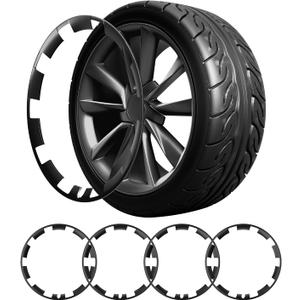 Tesla Model Y 21 Inch Wheel Rim Protector - Hubcaps ABS Rim, Guard Rim Hubcap Cover for Model Y Exterior Accessories(4 Wheels, Black)
