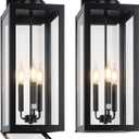 24" Extra Large Fully Enclosed Outdoor Light Fixture 3-Light, Coach Lights, 2 Packs-24IN