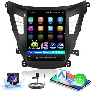 Upgrade Android Radio for Hyundai Elantra 2014 2015-2+64G Car Stereo with Wireless Carplay & Android Auto - 9.7 inch IPS Touch Screen for Elantra Radio-WiFi GPS EQ SWC FM RDS+AHD Backup Camera
