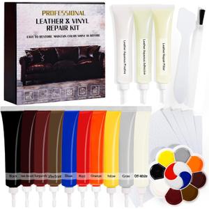 Vinyl & Leather Repair Kit for Furniture: Fix Tears Holes Scratches and Peeling on Any Material Bonded Italian Pleather Genuine - Match Any Color on Vinyl Furniture Car Seats Couches Jackets