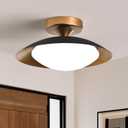 Dimmable Metal LED Flush Mount Ceiling Light, 5CCT 2700K-6000K Black and Gold Close to Ceiling Lighting Fixtures, Mid Century Ceiling Lamp for Bedroom, Kitchen, Hallway, Laundry Room (11.8in)
