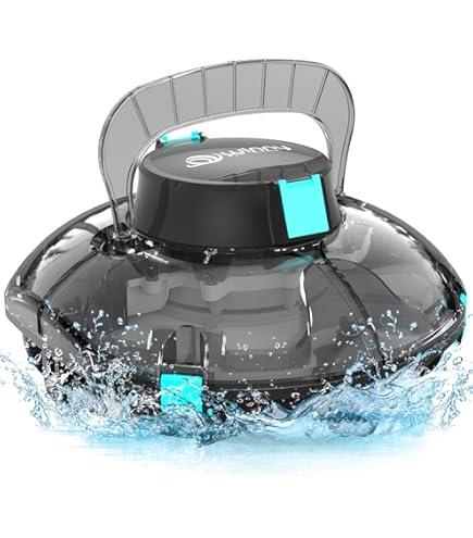 Cordless Robotic Pool Cleaner,Powerful Suction & Dual-Layer Filtration Automatic Vacuum for Above-Ground Pools up to 645 Sq. Ft, Portable, Self-Parking