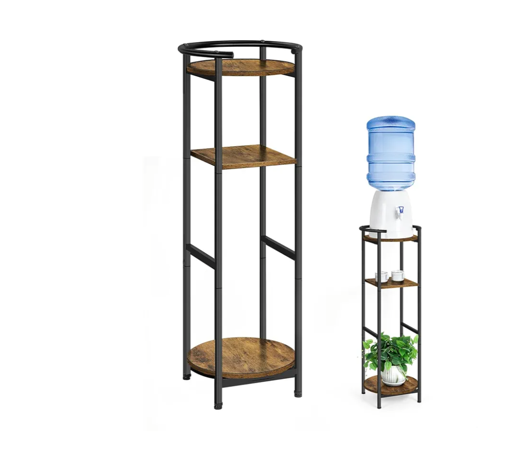 5 Gallon Water Dispenser Jug Stand 3-Tier Drink Beverage Dispenser Holder with Storage Shelf, 36.5'' Tall Water Stand for 1-5 Gallon Water Bottles/Crocks, Water Jug, Plants, Rustic Brown & Black