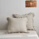 Simple&Opulence 100% Linen Euro Sham Covers with Ruffle, 26x26 Inch Pillow Covers Set of 2, Euro Pillow Shams for Bed Couch French Home Decor Luxury and Breathable Square Pillow Cases, Natural Linen