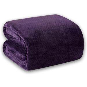 Oversized King Fleece Blanket 120x120 Inches, Seamless Soft Cozy 3D Jacquard Flannel Blanket 10'x10' Extra Large for Bed, Sofa, Couch, Travel & Camping, California King Throw, Purple Leaf