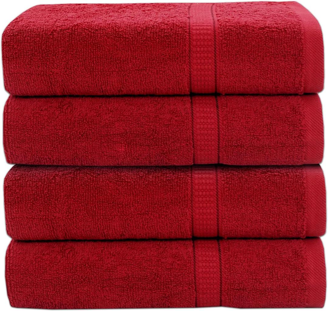 GOLD TEXTILES Premium Hand Towels for Bathroom -100% Ring Spun Cotton (Red,4 Pack, 16x30 Inches) Luxury Soft Absorbent & Quick Dry, Bathroom Hand Towel Perfect for Hotel, Salon, Gym & Spa