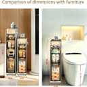 BGYMF Ultra Thin 3-Tier Slim Bathroom Storage Cabinet, Slim Cabinet for Bathroom, Narrow Rolling Cart with Wheels, White Plastic Organizer for Small Space, Kitchen, Laundry, Living Room, Corner