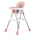 Dream On Me Table Talk 2-in-1 High Chair for Baby & Toddler Convertible High Chair to Junior Chair, Removable Padded Seat, Dual Dishwasher-Safe Trays, Styrdy Steel Frame, Quick Folding Design Pink