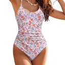 AI'MAGE Women's One Piece Swimsuits Tummy Control Bathing Suits Cutout High Cut Ruched Adjustable Strap Swimwear with O Ring Large