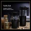 Takeya Glass Cold Brew Coffee Maker for Iced Coffee, Airtight Pitcher, Premium Quality, 2 Quart, Black Lid and Handle