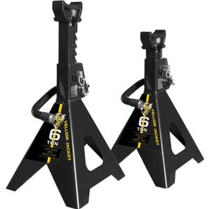YELLOW JACKET Jack Stands 6 Ton with Double Locking for Lifting Car SUVS, Heavy Duty Steel, 13000 lb Capacity, 1 Pair, Black (6 ton double locking)