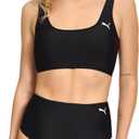 PUMA Women's Crop Bikini Top & Bottom Swimsuit Set (Large, Black)